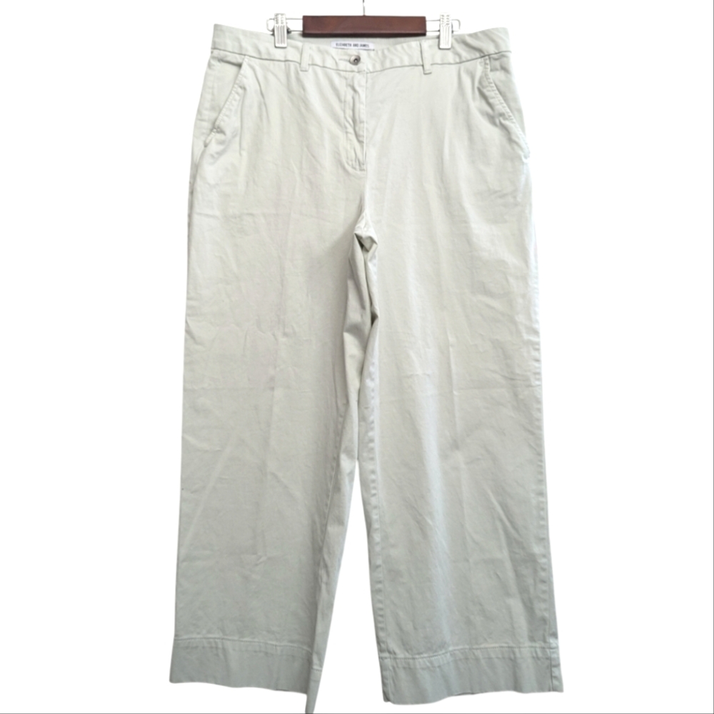 Elizabeth & James Wide Leg Cropped Pants Cotton blend Pockets Womens size 12